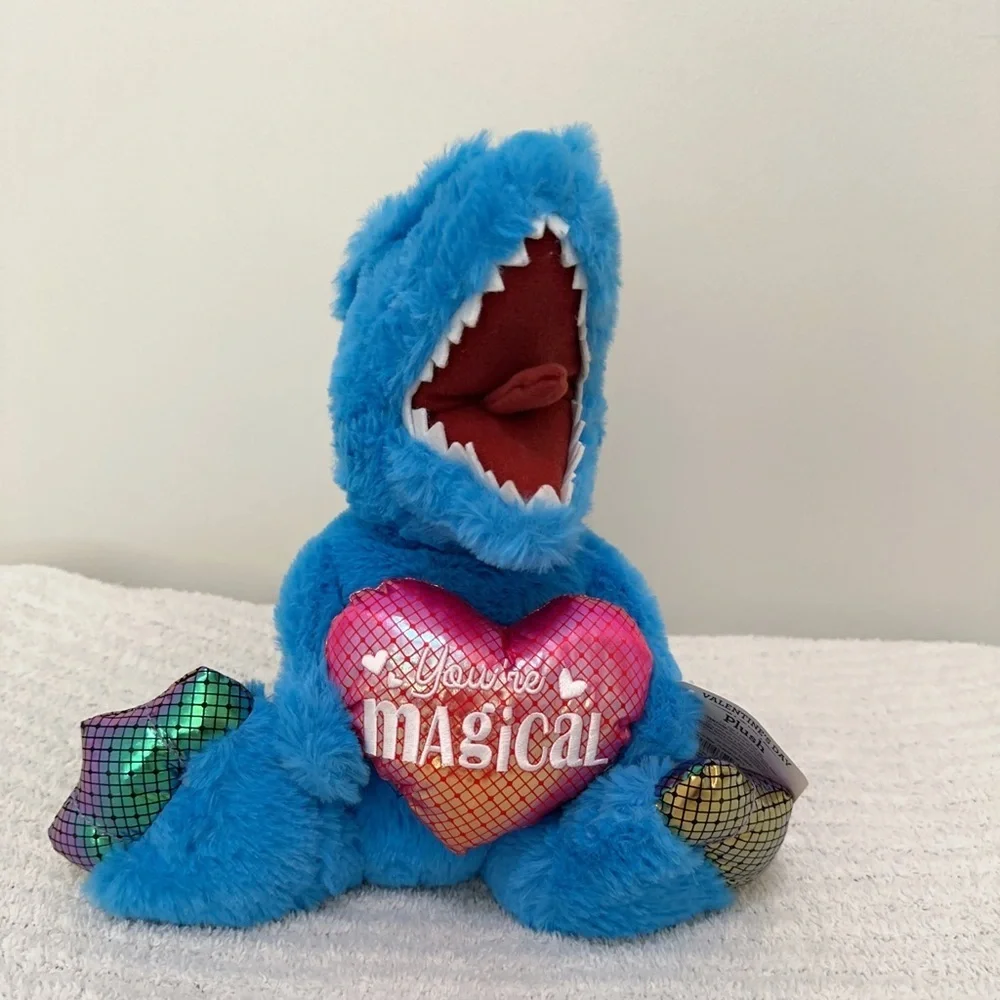 Blue Dinosaur Stuffed Animal with Heart